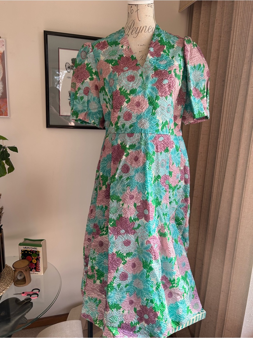 🌸 Christiane of Paris Haute Couture Floral Dress 🌸 - Picture 1 of 6